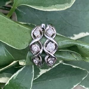 ZEI Sterling Silver Illusion Set Diamond Infinity 3 Circle Hoop Earrings…